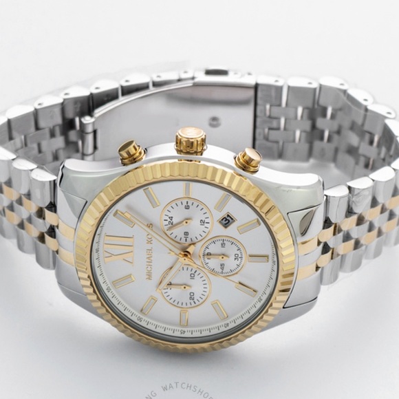 10 stars Michael Kors Lexington Chrono Watch $356 Two Tone - Picture 9 of 14